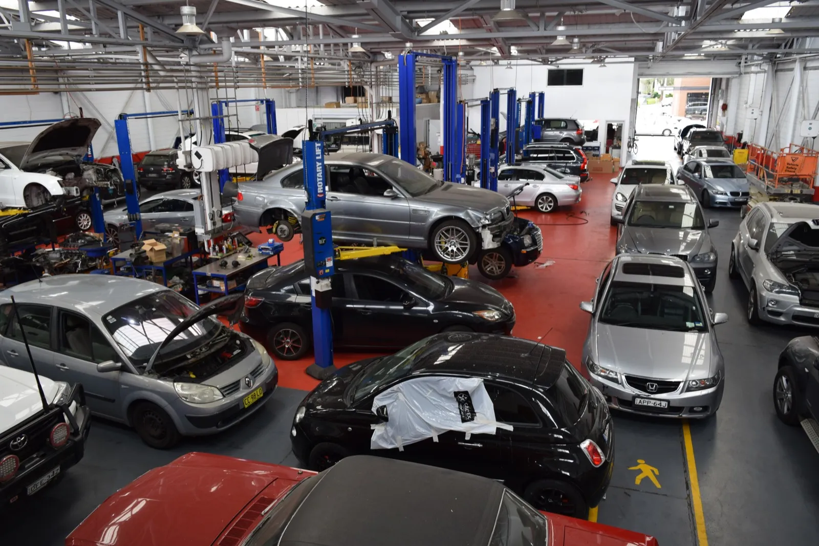 Inside the Hitech Auto Services workshop in Mascot